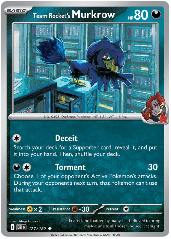 Team Rocket's Murkrow #127/182 Reverse Holo | Scarlet & Violet – Destined Rivals