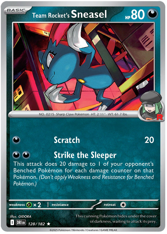 Team Rocket's Sneasel #128/182 Holo Rare | Scarlet & Violet – Destined Rivals