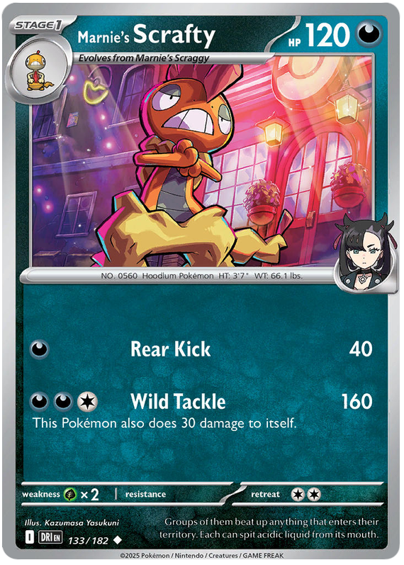 Marnie's Scrafty #133/182 Uncommon | Scarlet & Violet – Destined Rivals