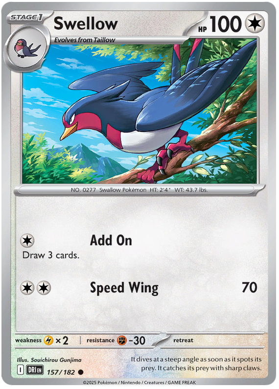 Swellow #157/182 Reverse Holo | Scarlet & Violet – Destined Rivals