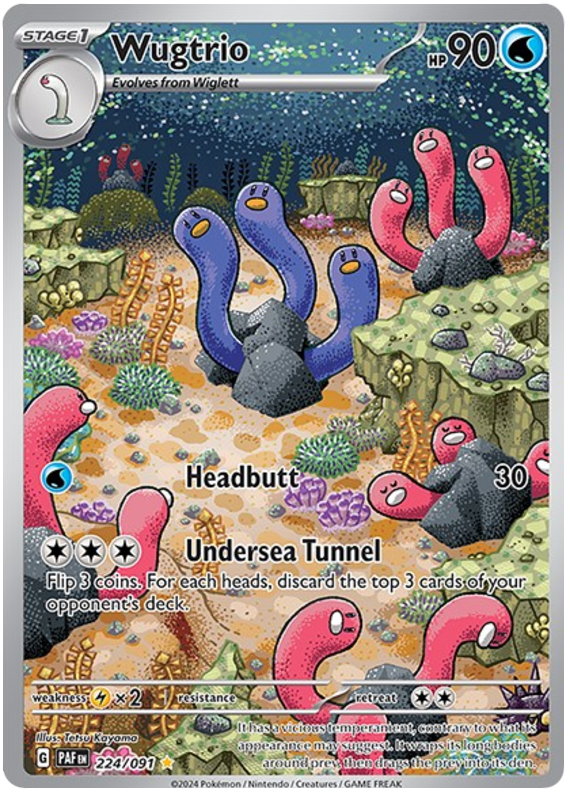 Wugtrio #224/091 Illustration Rare | Scarlet & Violet – Paldean Fates
