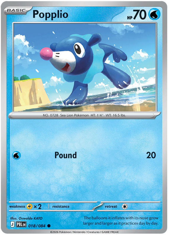 Popplio #018/084 Reverse Holo | Pitch Black