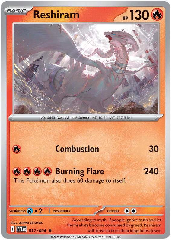 Reshiram #017/094 Holo | Mega Evolution – Phantasmal Flames