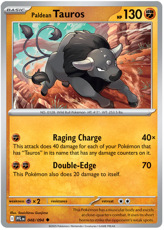 Paldean Tauros #048/094 Reverse Holo | Mega Evolution – Phantasmal Flames
