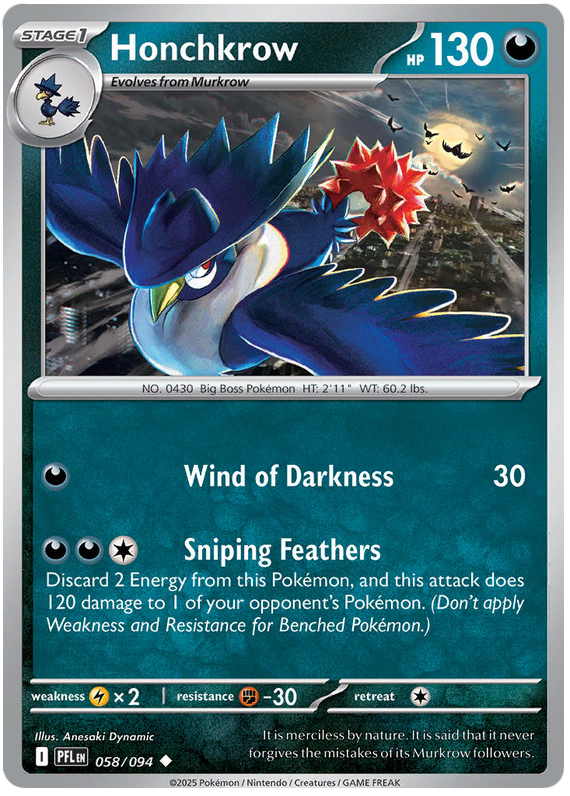 Honchkrow #058/094 Uncommon | Mega Evolution – Phantasmal Flames