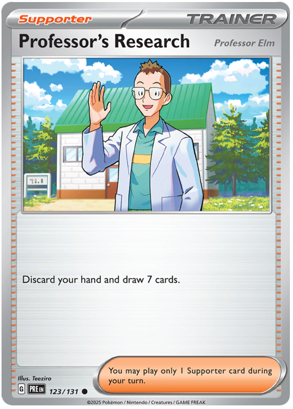 Professor's Research [Professor Elm] #123/131 Common | Scarlet & Violet – Prismatic Evolutions
