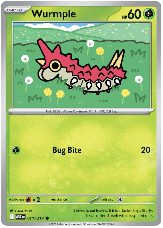 Wurmple 011/217 Common | Mega Evolution – Ascended Heroes by Worth the XP on MYNTED