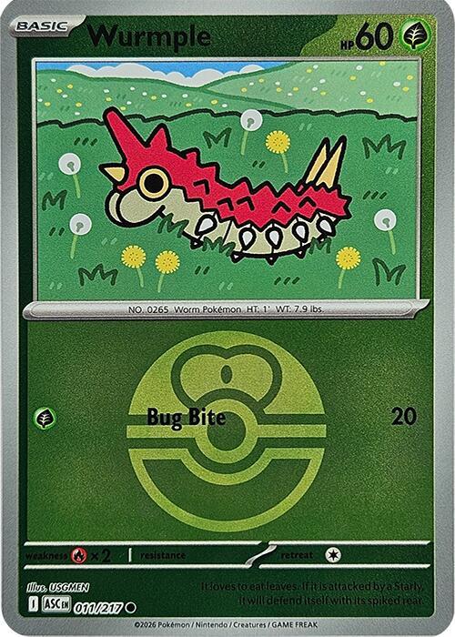 Wurmple - 011/217 (Love Ball) - ME: Ascended Heroes (ASC) by SAFAQATI on MYNTED