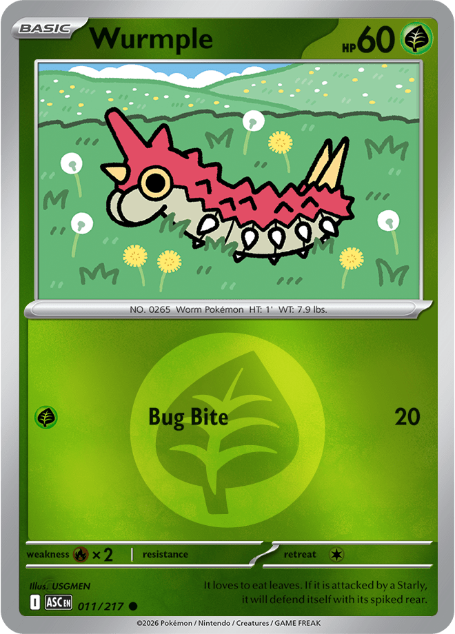 Wurmple (Energy Symbol Pattern) 011/217 Reverse Holo | Mega Evolution – Ascended Heroes by Worth the XP on MYNTED