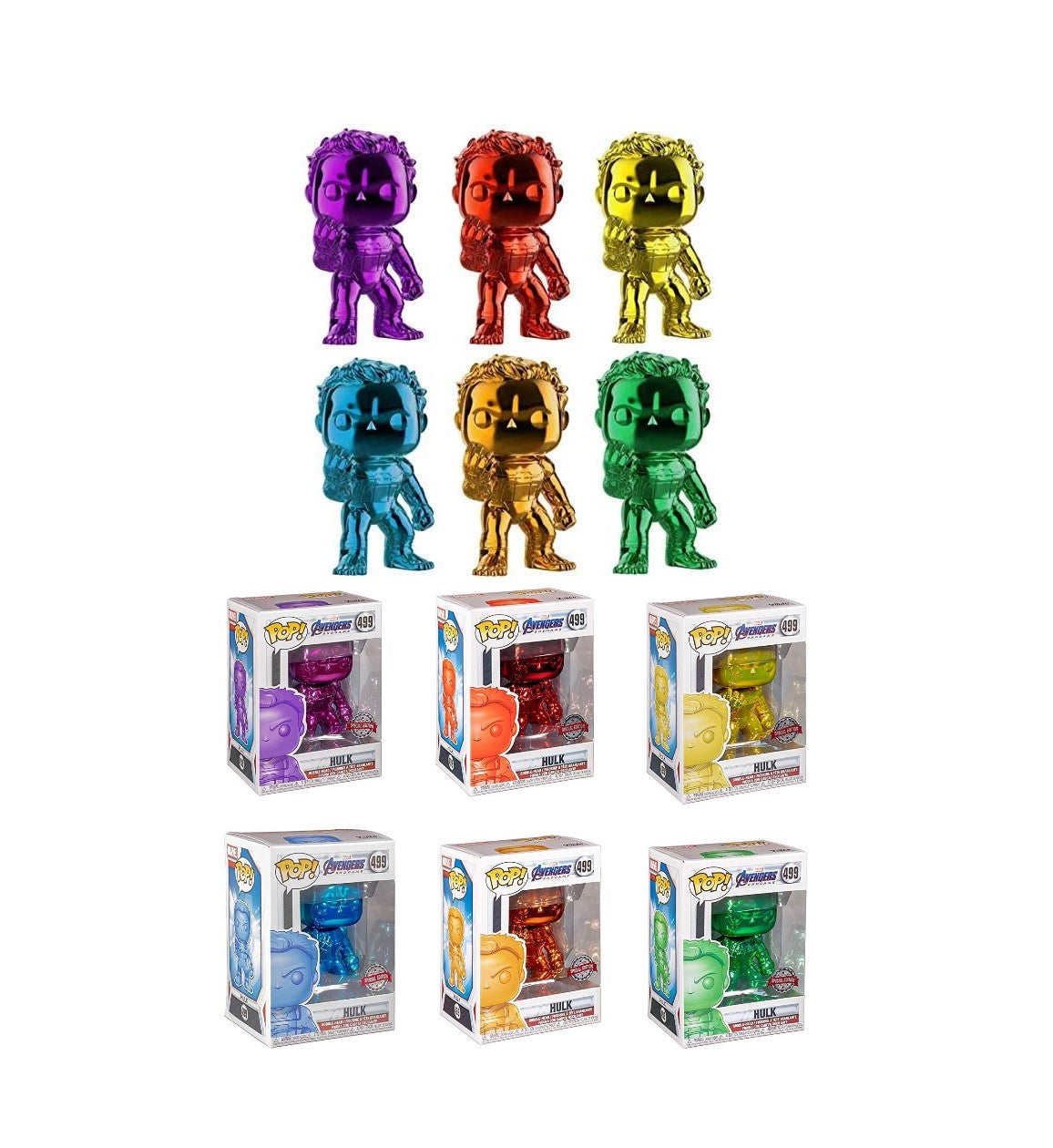 Funko POP! Marvel Avengers Endgame Chrome Hulk Funko POP! Vinyl Bundle (Set of 6) Exclusive #499