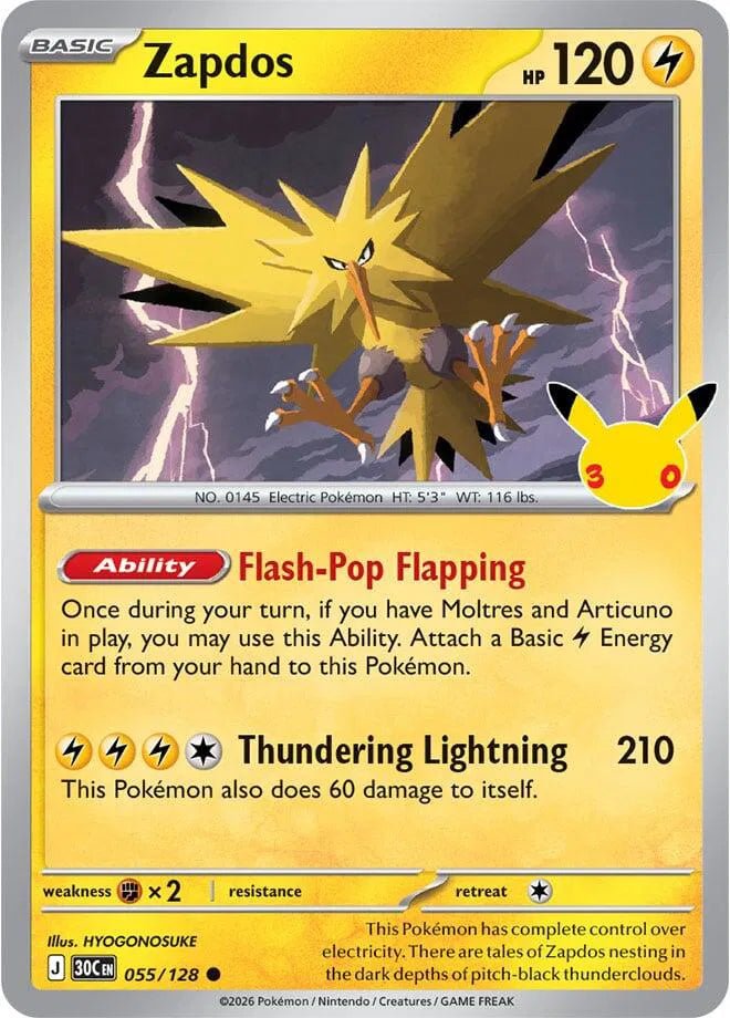 Zapdos 055/128 (30th Celebration) by S2G FC on MYNTED
