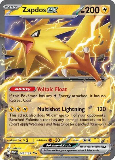 Zapdos ex SV: 151 Double Rare • 145/165 Holofoil by Shark Pop Culture on MYNTED
