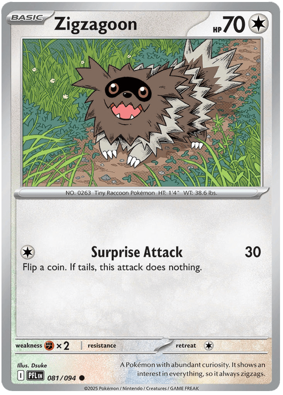 Zigzagoon 081/094 Common | Mega Evolution – Phantasmal Flames by Worth the XP on MYNTED