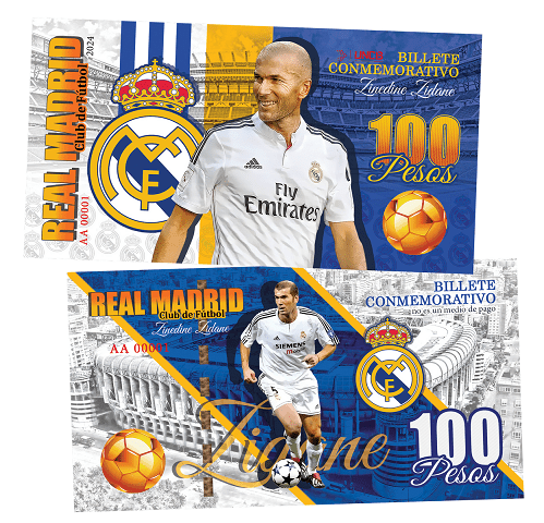 Zinedine Zidane 100 Pesos UNCB banknote by UNCB on MYNTED